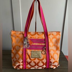 EUC, Coach Poppy, Signature Orange Fabric, Shoulder Bag
